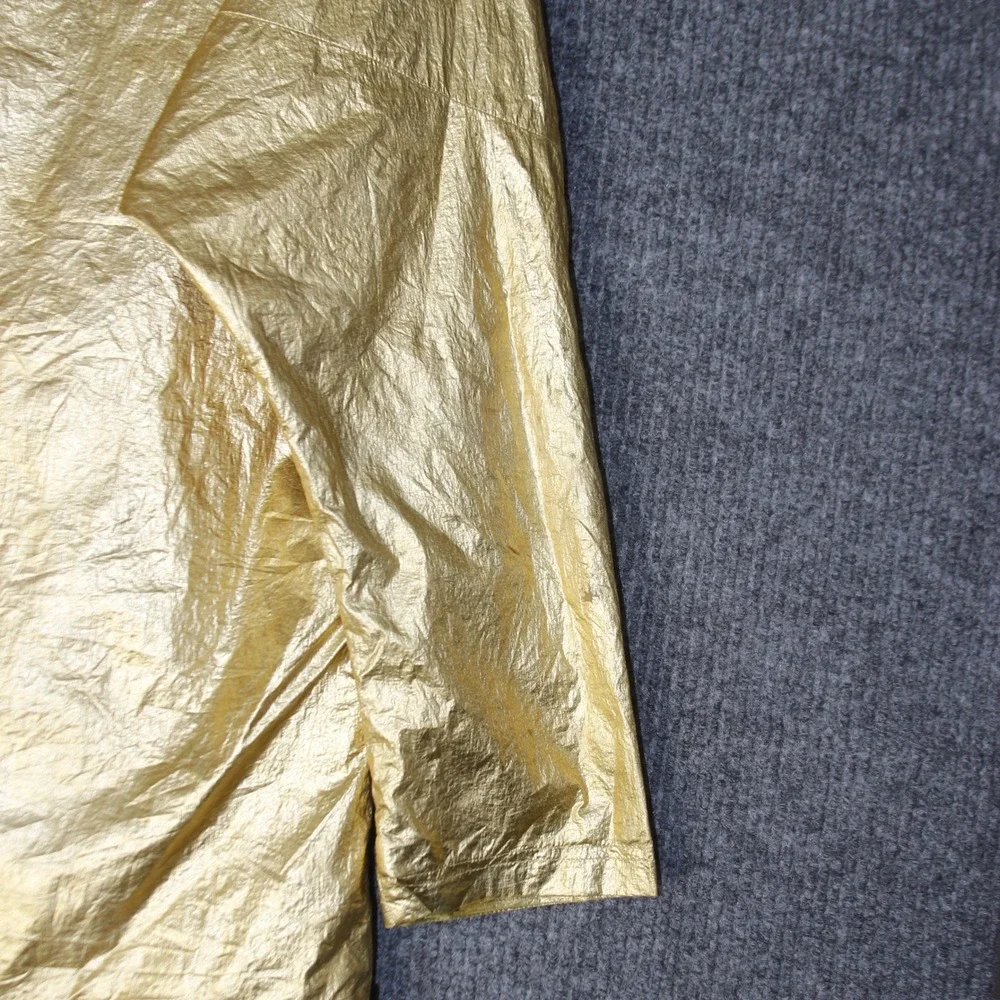Adidas‎ Windbreaker Mens L Gold Metallic Pullover Anorak Hooded Jacket